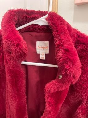 Cat & Jack Deep Red Faux-Fur Puffer Jacket for Kids